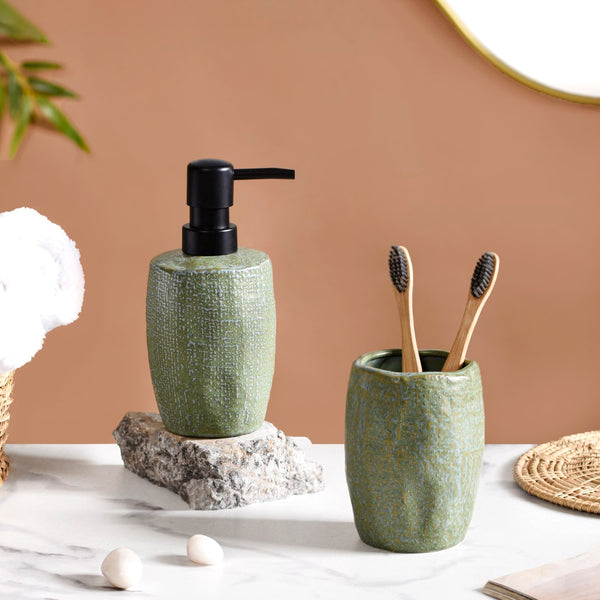 Sage Green Bathroom Set Of 2 With Organic Texture