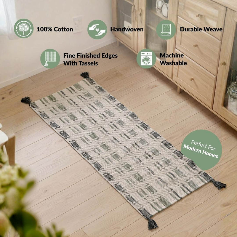 Sage Stitch Bedside Floor Runner 130x50cm