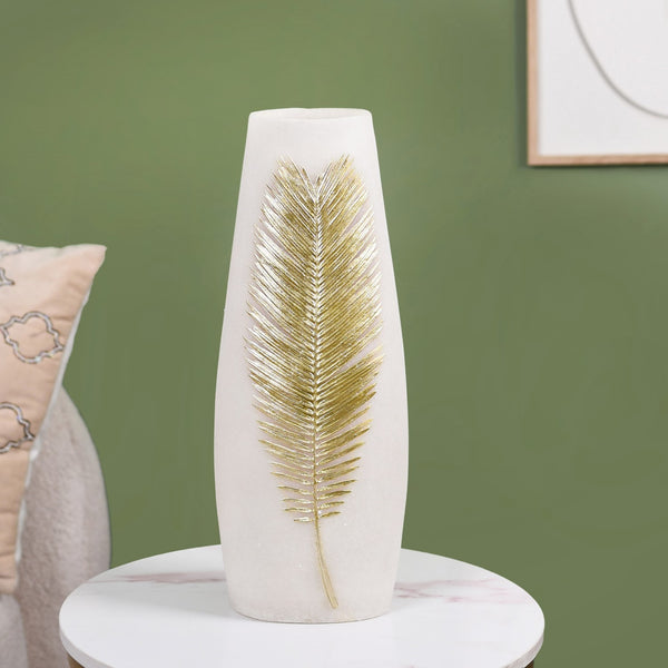 Sago Palm Leaf Imprint Floor Vase