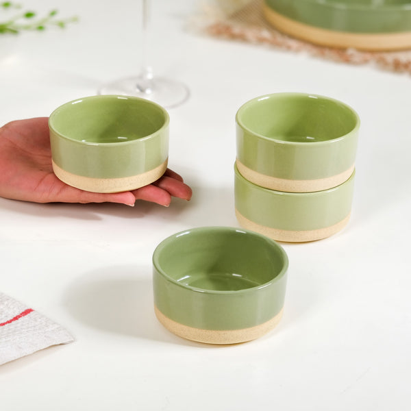 Earthy Sage Green Stoneware Small Bowls Set Of 4 150ml