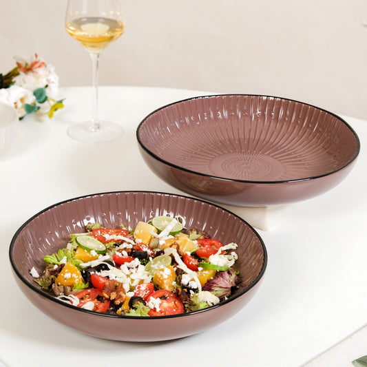 Large Salad Serving Bowl Set Of 2 Taupe 1800ml