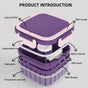 Crispo Salad Box With Dressing Cup And Spoon Purple 1350ml