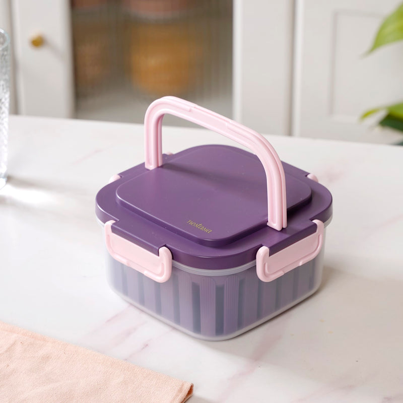 Crispo Salad Box With Dressing Cup And Spoon Purple 1350ml