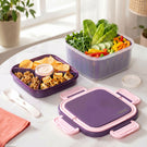 Crispo Salad Box With Dressing Cup And Spoon Purple 1350ml