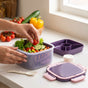 Crispo Salad Box With Dressing Cup And Spoon Purple 1350ml