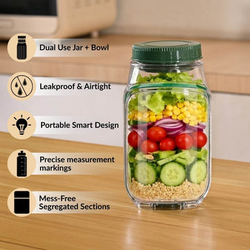 Portable Salad 2 in 1 Jar And Bowl With Cup 1200ml