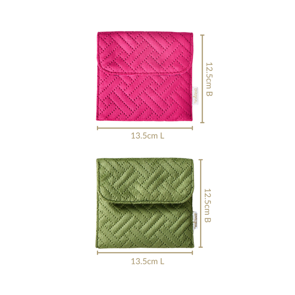 Set Of 4 Small Jewellery Pouch Pink And Green