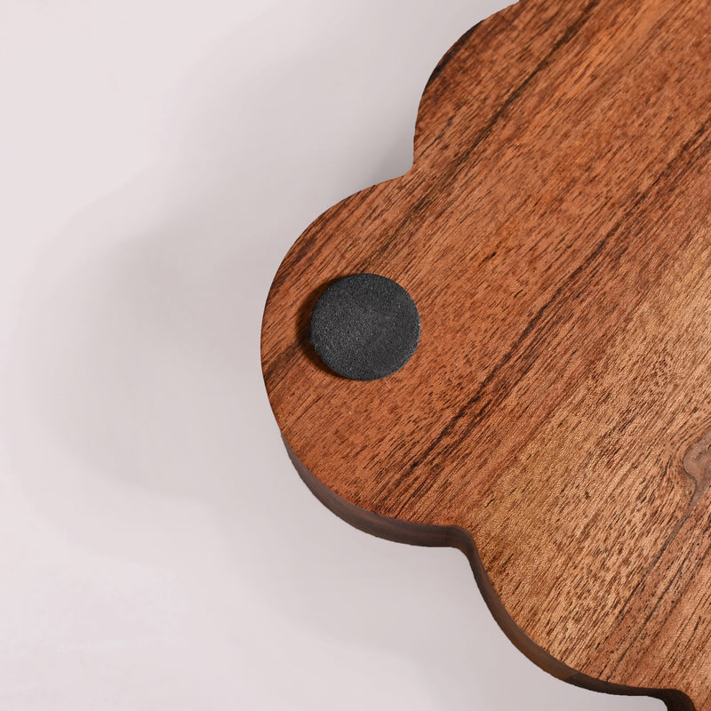 Scallop Acacia Wood Rectangle Serving Tray