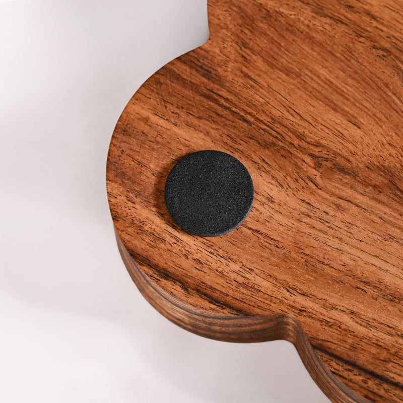 Scallop Acacia Wood Square Serving Tray