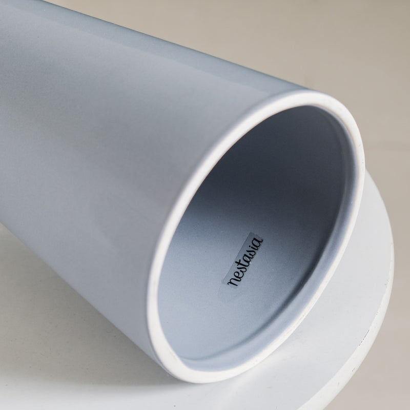 Ribbed Tall Flower Vase Grey