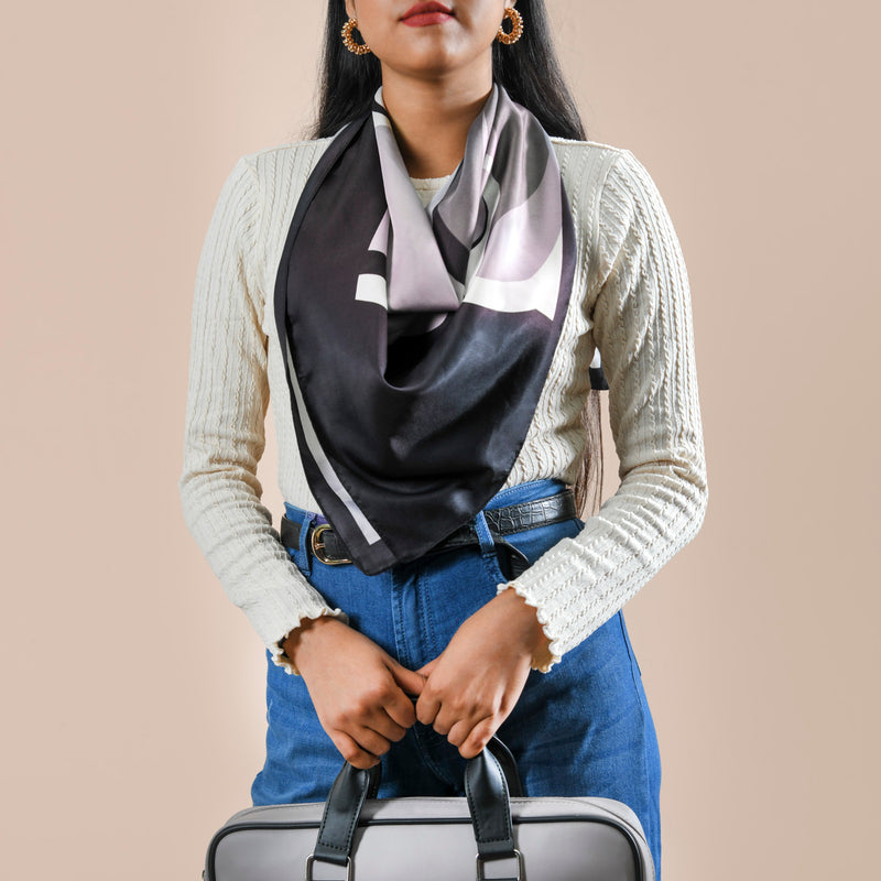 Wavy Colour Block Silky Fashion Scarf For Women