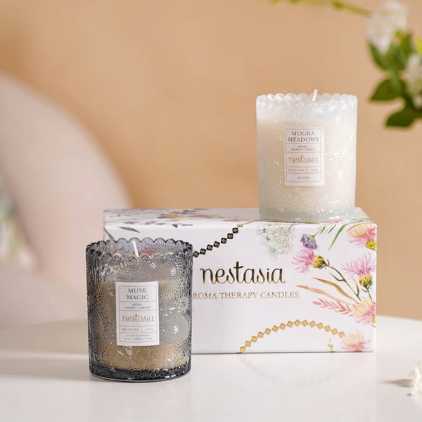 Mogra & Musk Melody Scented Candle Jars Set Of 2