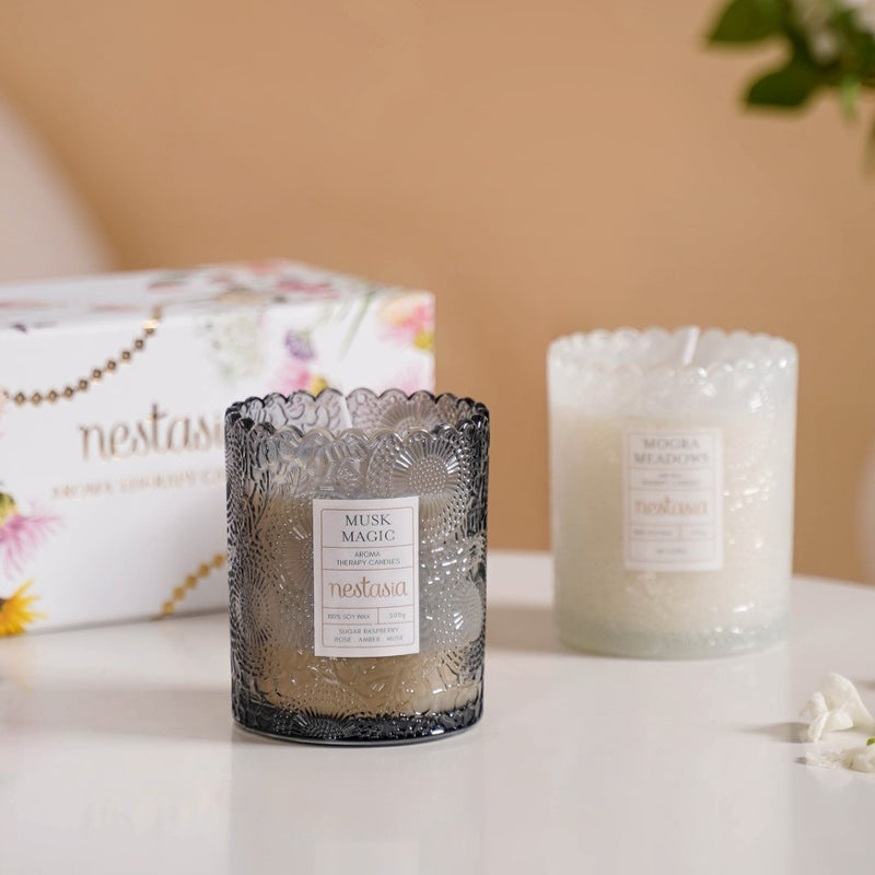Mogra & Musk Melody Scented Candle Jars Set Of 2