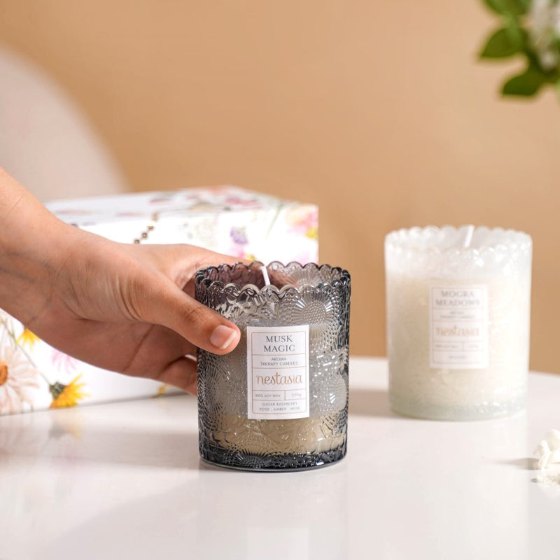 Mogra & Musk Melody Scented Candle Jars Set Of 2