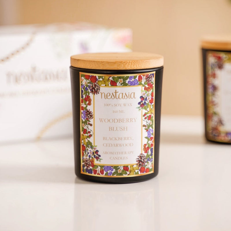 Caramel & Woodberry Scented Candles Jars Set Of 2- Caramel Scented Candles, Woodberry Candle, Scented Candle Set, Aromatic Candle Collection
