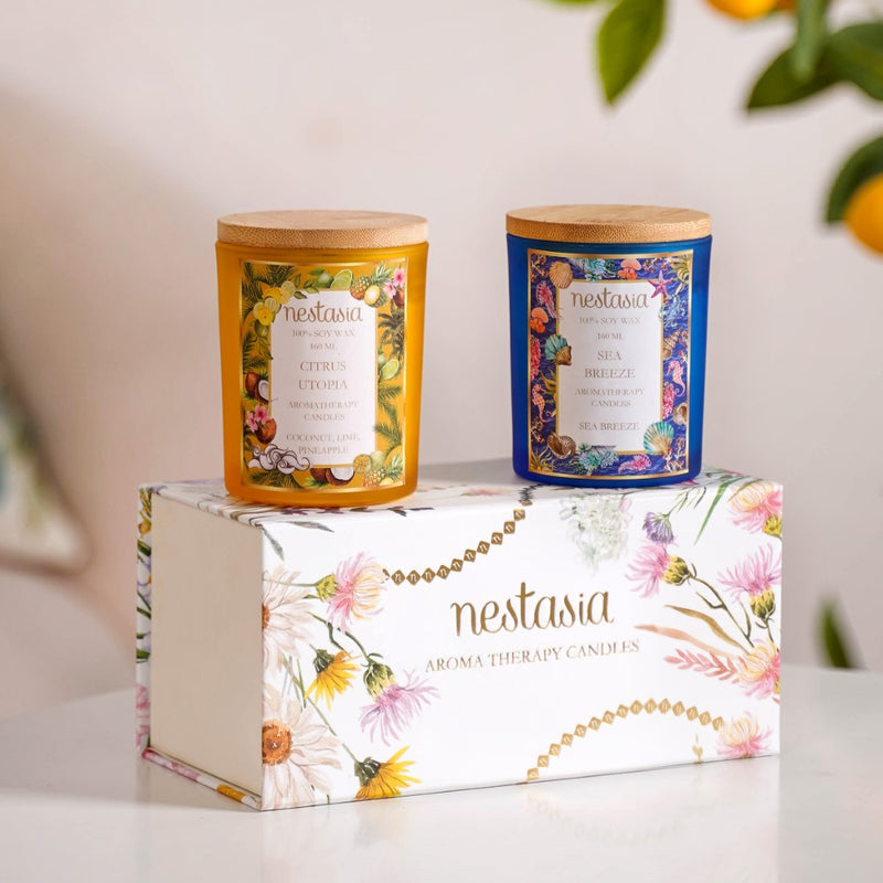 Sea Breeze & Citrus Wonder Fragrant Candles Set Of 2