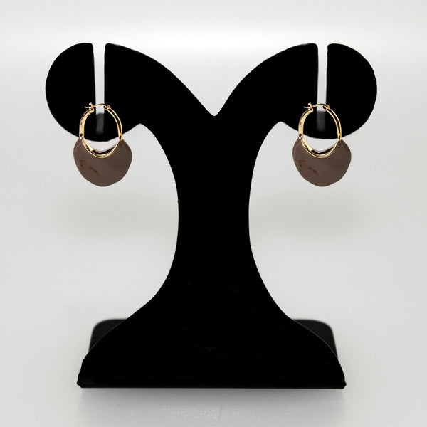 Sculpted Arc Hoop Earrings Brown