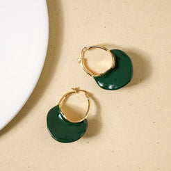 Sculpted Arc Hoop Earrings Green