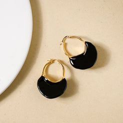 Sculpted Arc Hoop Earrings Black