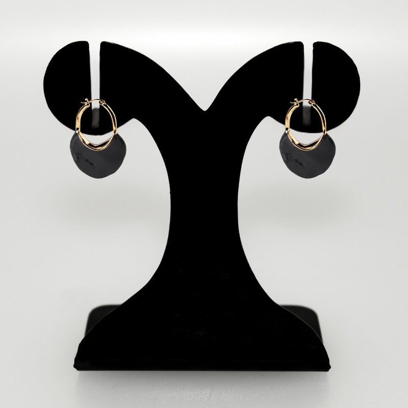 Sculpted Arc Hoop Earrings Black