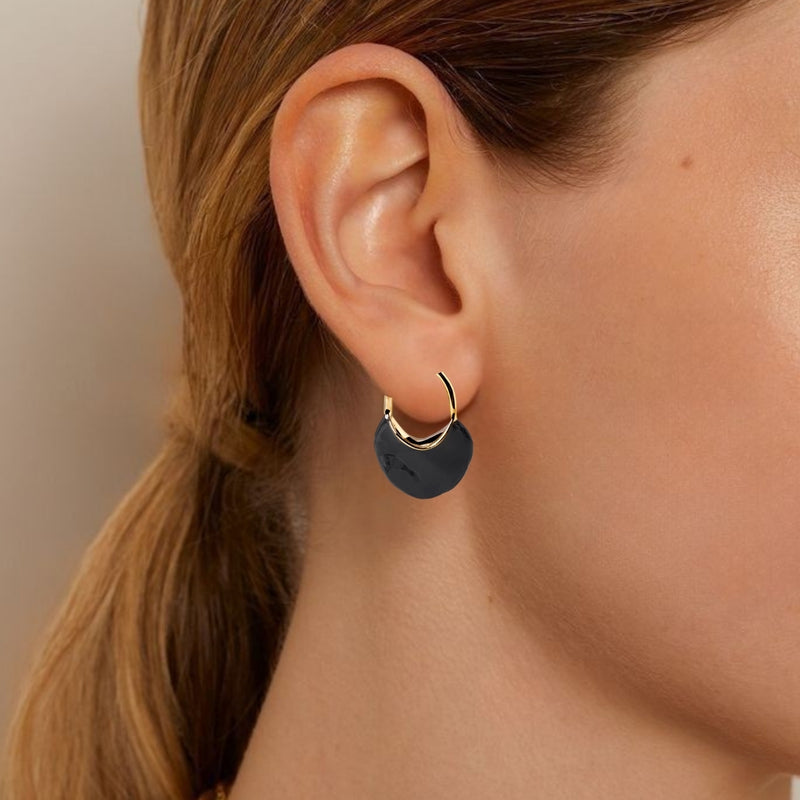 Sculpted Arc Hoop Earrings Black