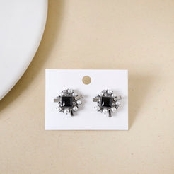 Sculptural Edgy Oxidised Silver Stud Earrings