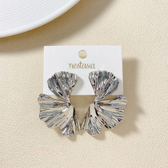 Sculptural Twisted Ginkgo Leaf Earrings