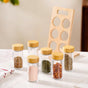 Set Of 6 Airtight Seasoning Jars With Wooden Stand 100ml