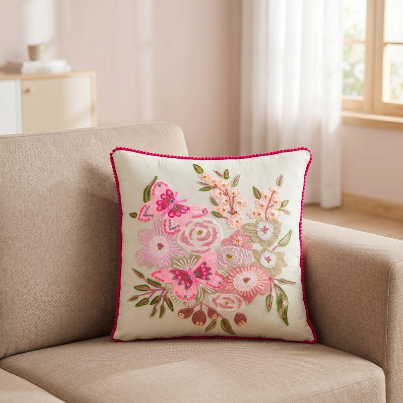 Secret Garden Embroidered Cushion Cover 40x40cm