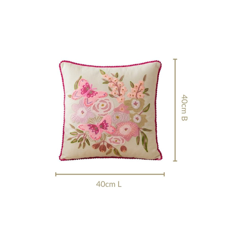 Secret Garden Embroidered Cushion Cover 40x40cm