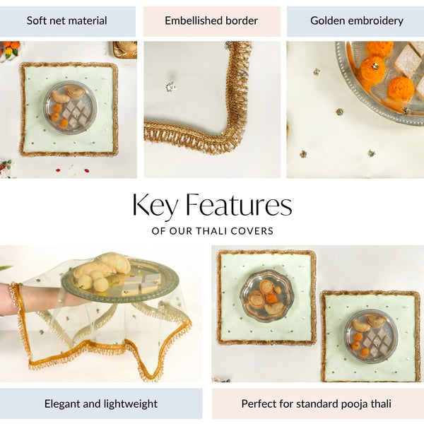 Sequinned Sage Thali Covers Set Of 2