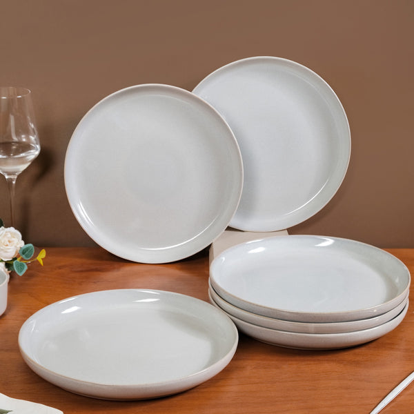 Sera Ceramic Dinner Plate Set Of 6 Grey 10 Inch