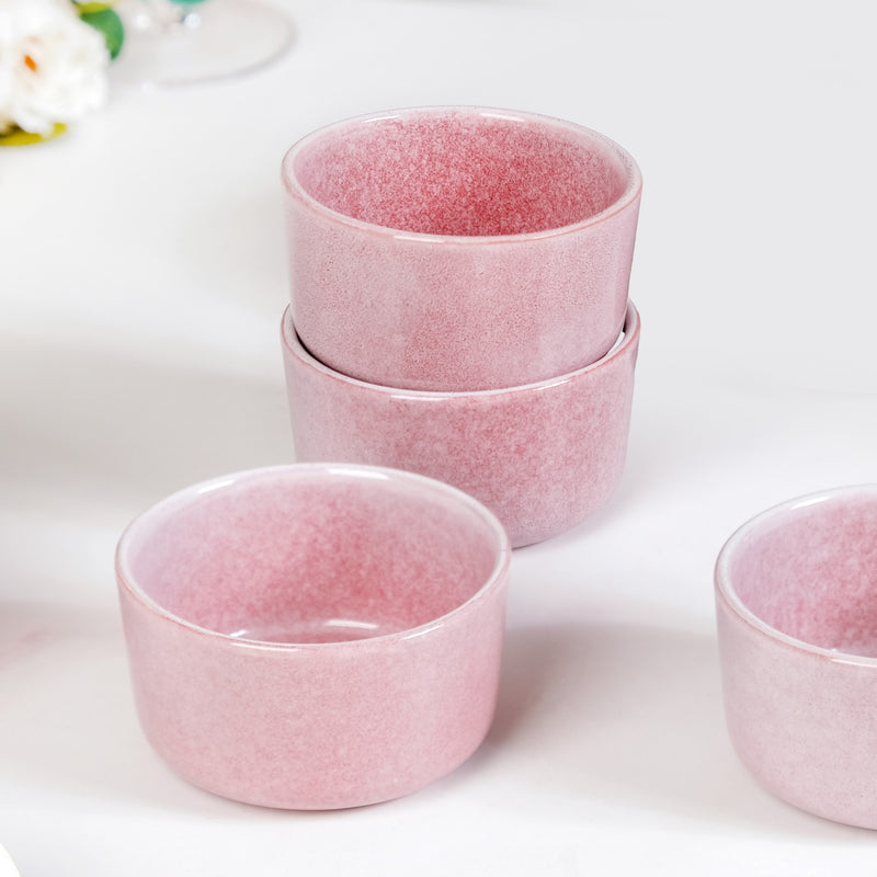Pallor Small Ceramic Snack Bowl Pink Set Of 6 200ml