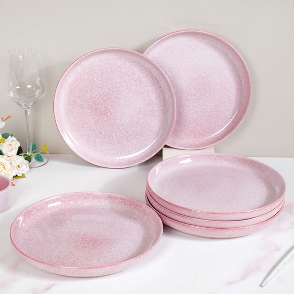 Sera Large Ceramic Dinner Plate Set Of 6 Pink 10 Inch