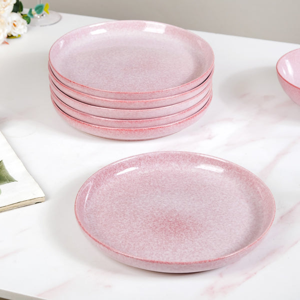 Sera Large Ceramic Dinner Plate Set Of 6 Pink 10 Inch