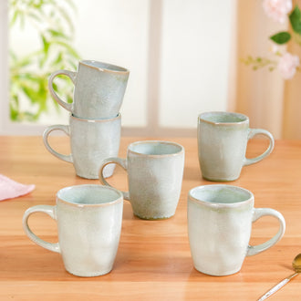 Set Of 6 Sera Light Green Ceramic Coffee Mug 250ml