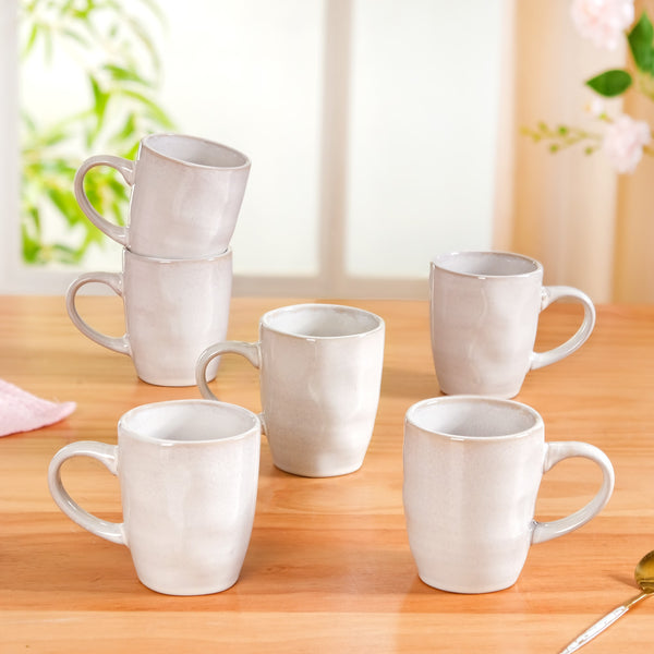 Set Of 6 Sera Ceramic Coffee Mug Off White 250ml