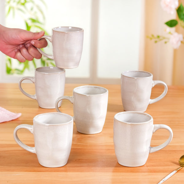 Set Of 6 Sera Ceramic Coffee Mug Off White 250ml