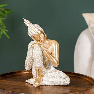 Serene Buddha Idol Showpiece For Home Decor Gold