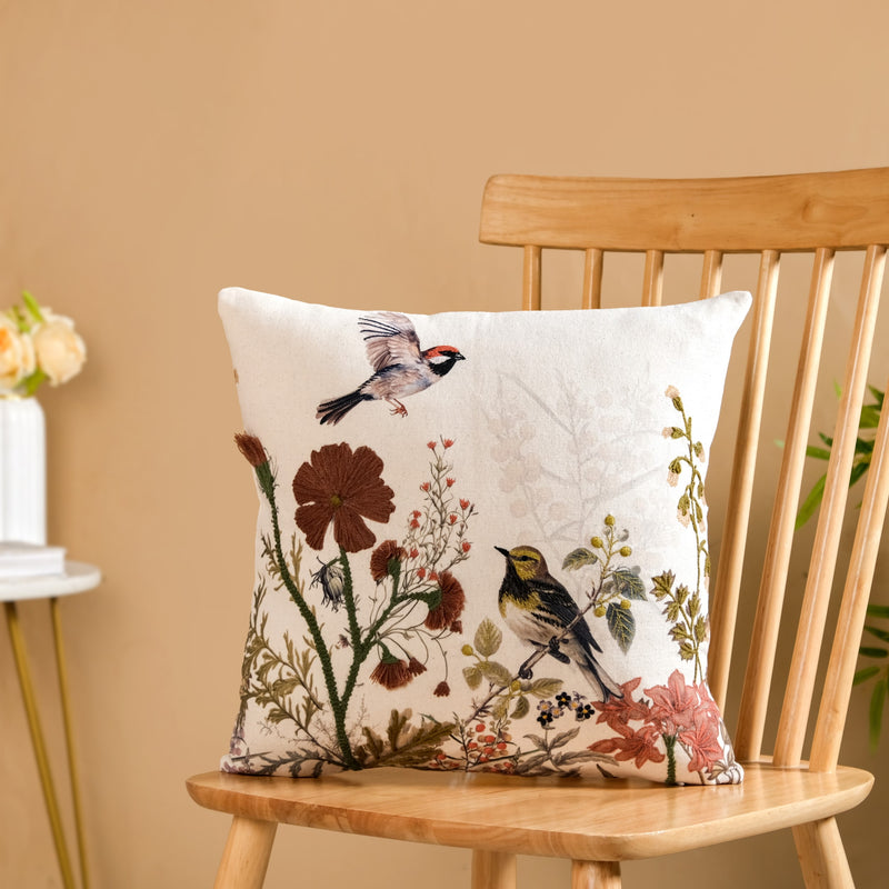 Serene Songbird Cotton Slub Cushion Cover