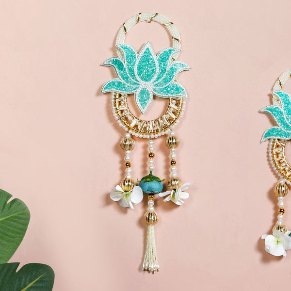 Lotus Bloom Wall Hanging Set Of 2 Mint Blue