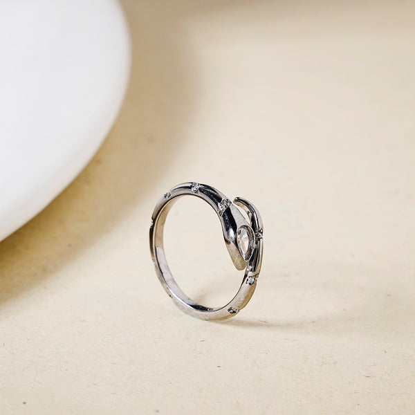 Serpentine Charm Oxidised Silver Ring