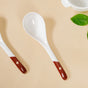 Set Of 4 Ceramic Serving Spoons White And Brown