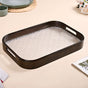 Embossed Serving Tray With Bamboo Wood Frame