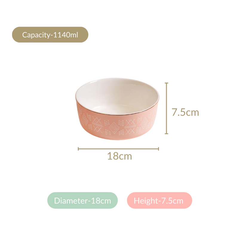 Azo Pink Serving Bowl Set Of 2 1140ml- bowl sets, serving bowls set, pink bowls, printed bowls, big bowl sets, serving dishes, serving bowls