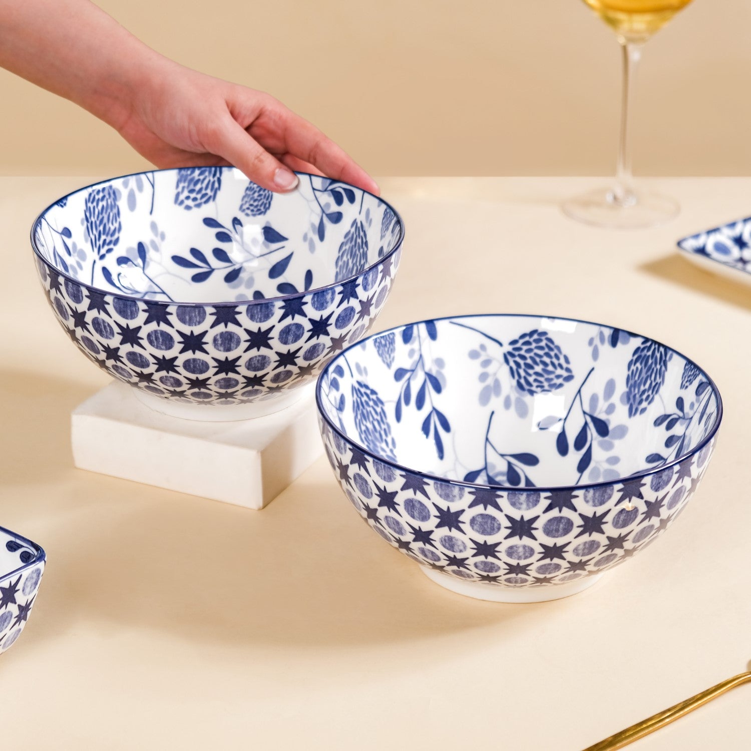 Blue Blossom Serving Bowl Set Of 1650ml