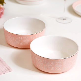 Azo Pink Serving Bowl Set Of 2 1140ml- bowl sets, serving bowls set, pink bowls, printed bowls, big bowl sets, serving dishes, serving bowls