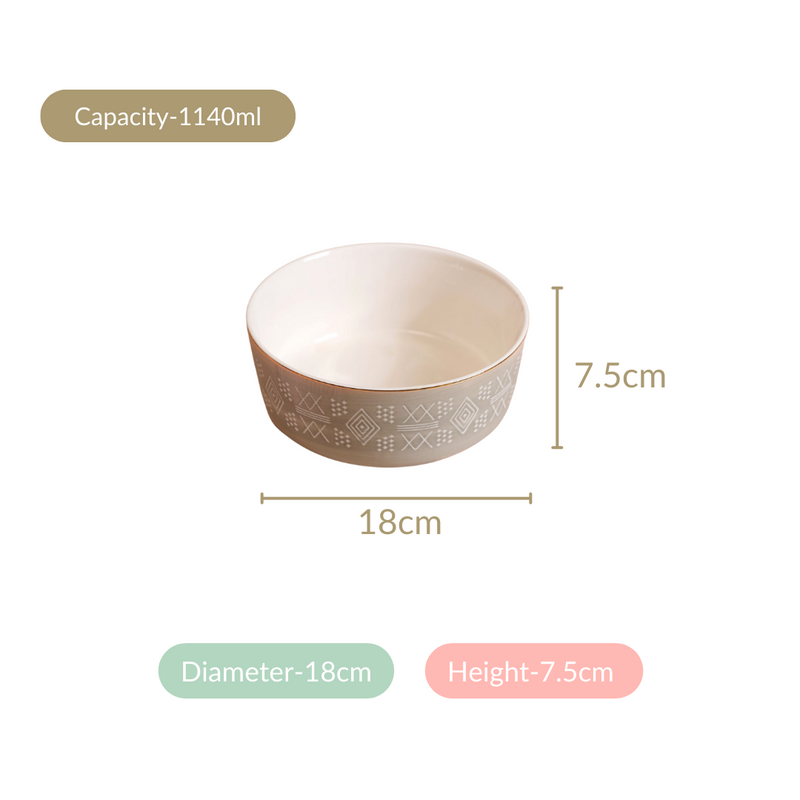 Set Of 2 Azo Serving Bowls Grey 1140ml - Serving bowls, ceramic serving bowls, serving bowls set, snack bowls, ceramic bowls, large bowls