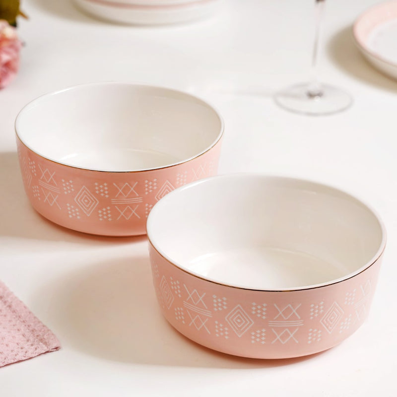 Azo Pink Serving Bowl Set Of 2 1140ml- bowl sets, serving bowls set, pink bowls, printed bowls, big bowl sets, serving dishes, serving bowls