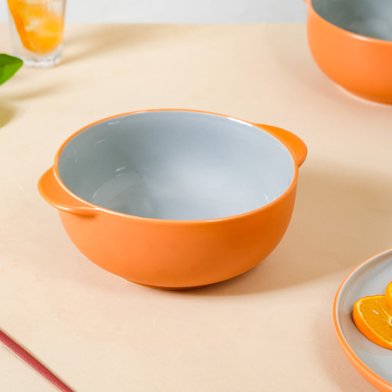 Zoella Ceramic Serving Bowls Set Of 2 Orange 1900ml - Serving bowls, ceramic bowls, large bowls, round bowls, bowl with handle, microwave safe bowls